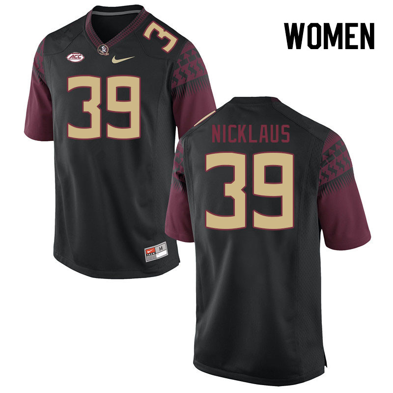 Women #39 Vance Nicklaus Florida State Seminoles College Football Jerseys Stitched-Black - Click Image to Close